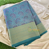 Teal Green Kora Muslin Saree-VS643